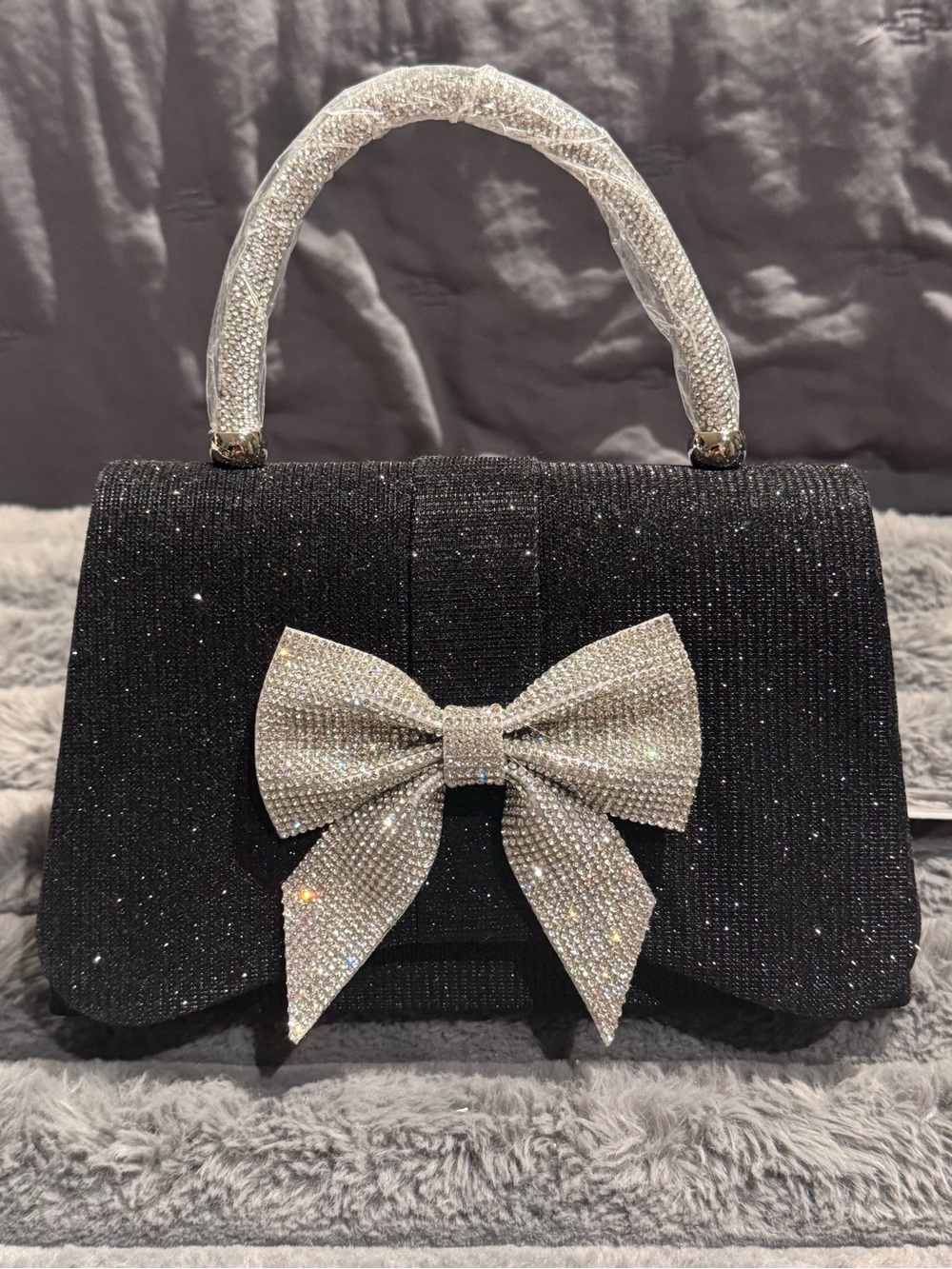 NWT Sincere Jules Elegant Evening Top-Handle Bag with Crystal Bow